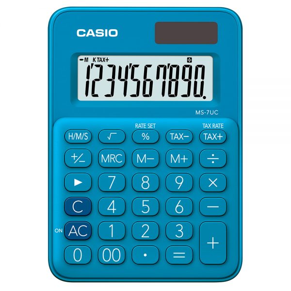 CASIO MS7UC Compact Desktop Calculator Blue