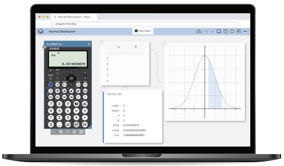 CASIO fx-8200 AU Calculator Visualise Probabilities